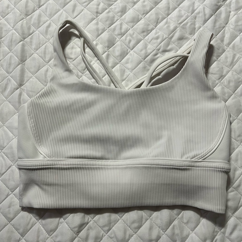 Lululemon long line ribbed energy bra white size 8